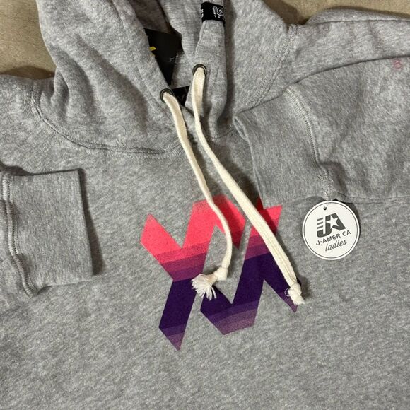 VÖLKL W'S CROP HOODIE Womens Size XL NWT Gray Lightweight Pullover Sweatshirt - Picture 5 of 11
